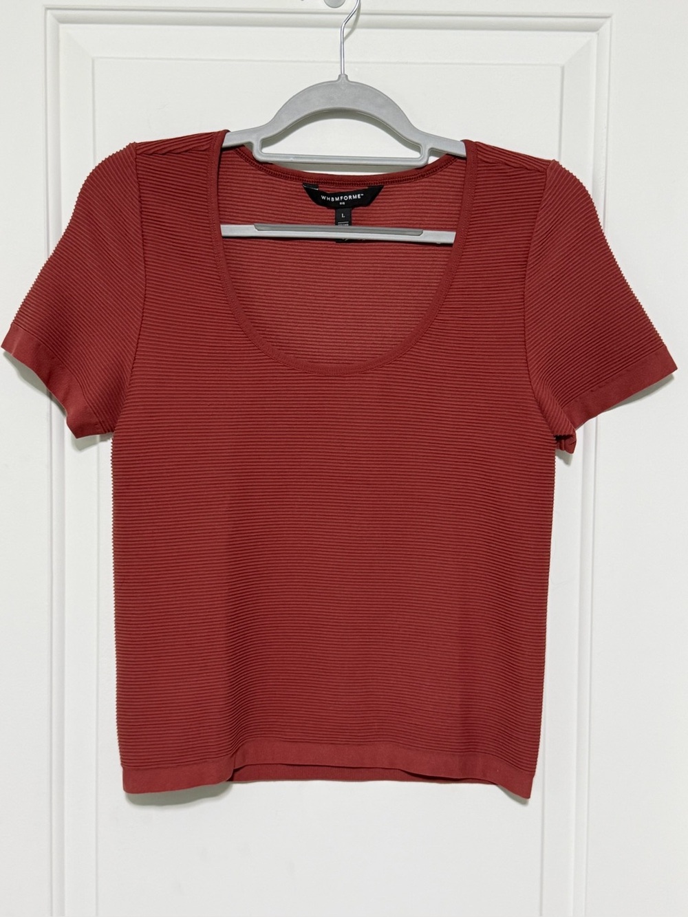 NWOT White House Black Market Forme Ribbed Scoop Neck Short Sleeve Top